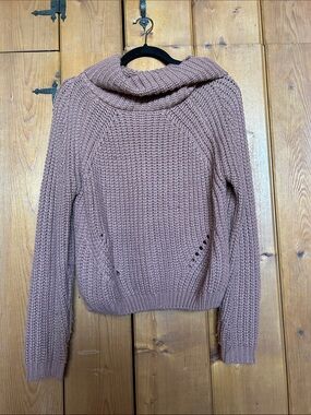 moon & madison Blush Chunky Cowl Neck Sweater